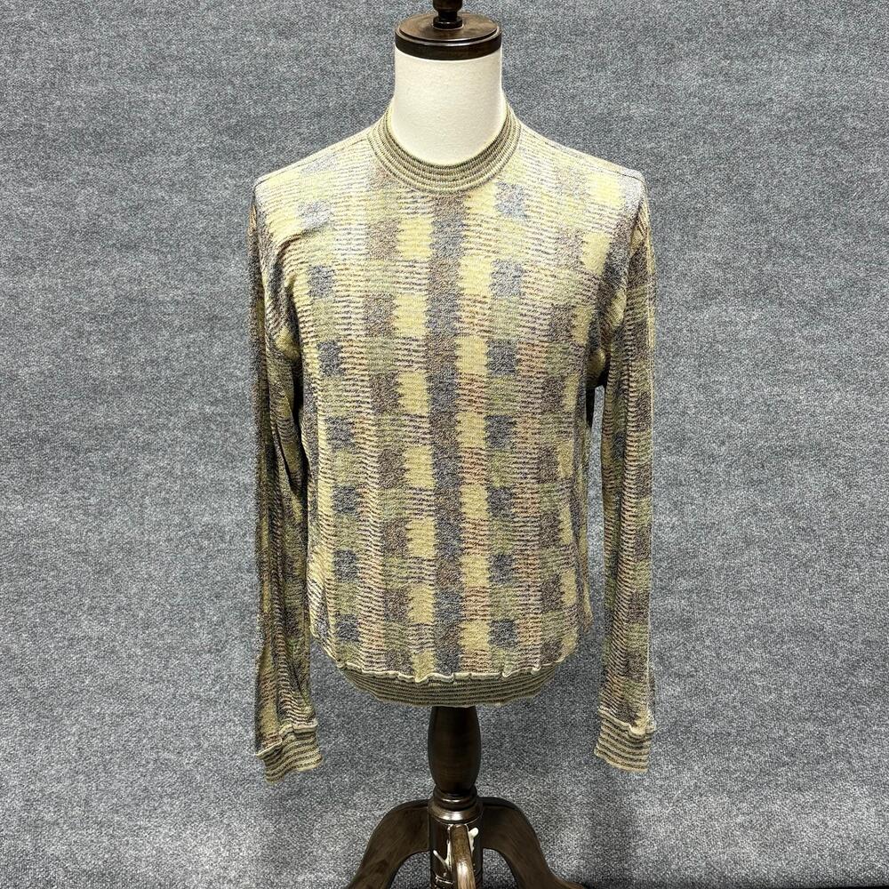 Jhane Barnes Sweater Mens Large Multicolor Silk Geometric Crewneck Pullover Knit